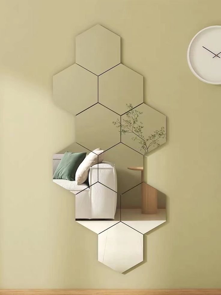Geometric Honeycomb Mirror Wall Decor