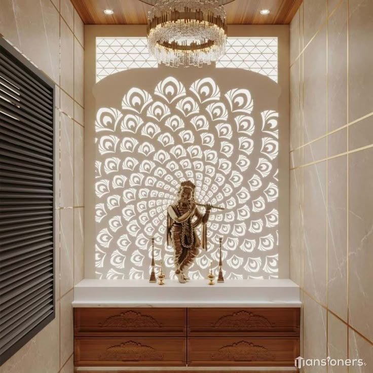 Traditional Jali Mandir Back Panel