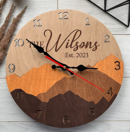 Family Name Wooden Clock
