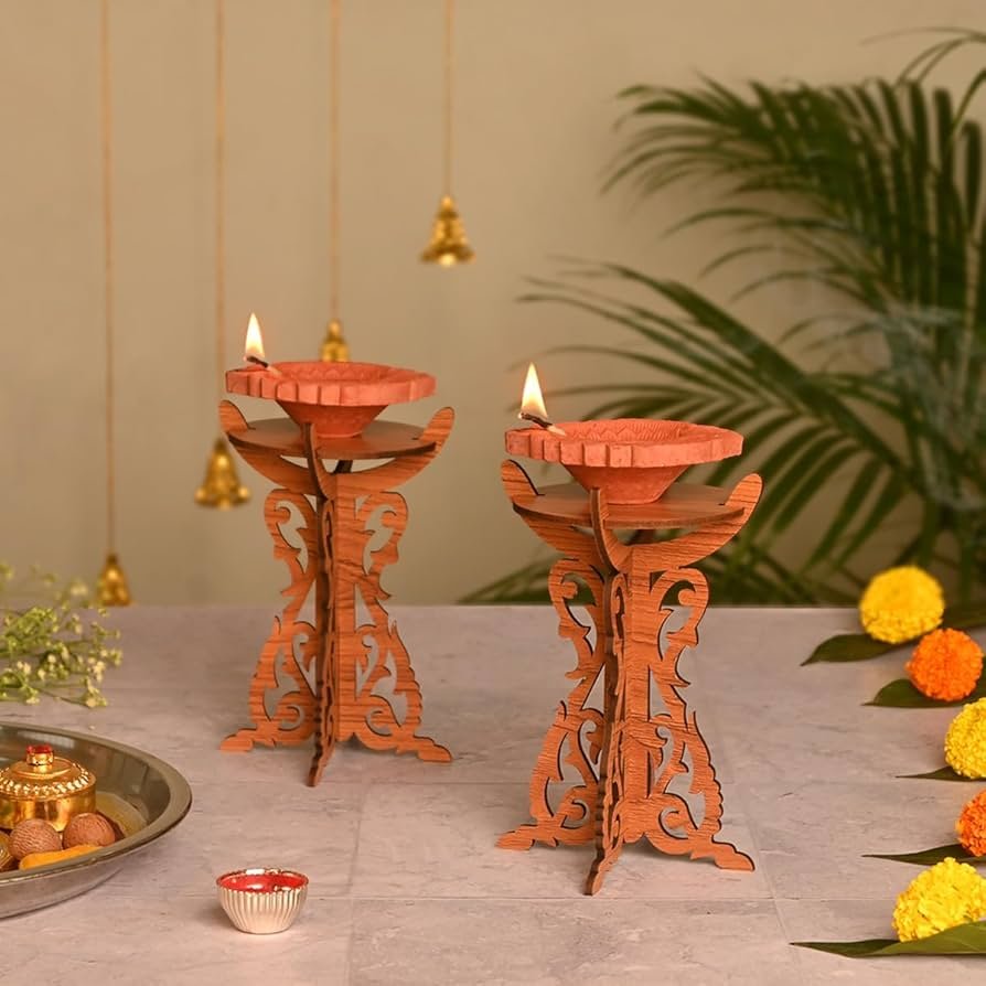 Decorative Wooden Diya Stand