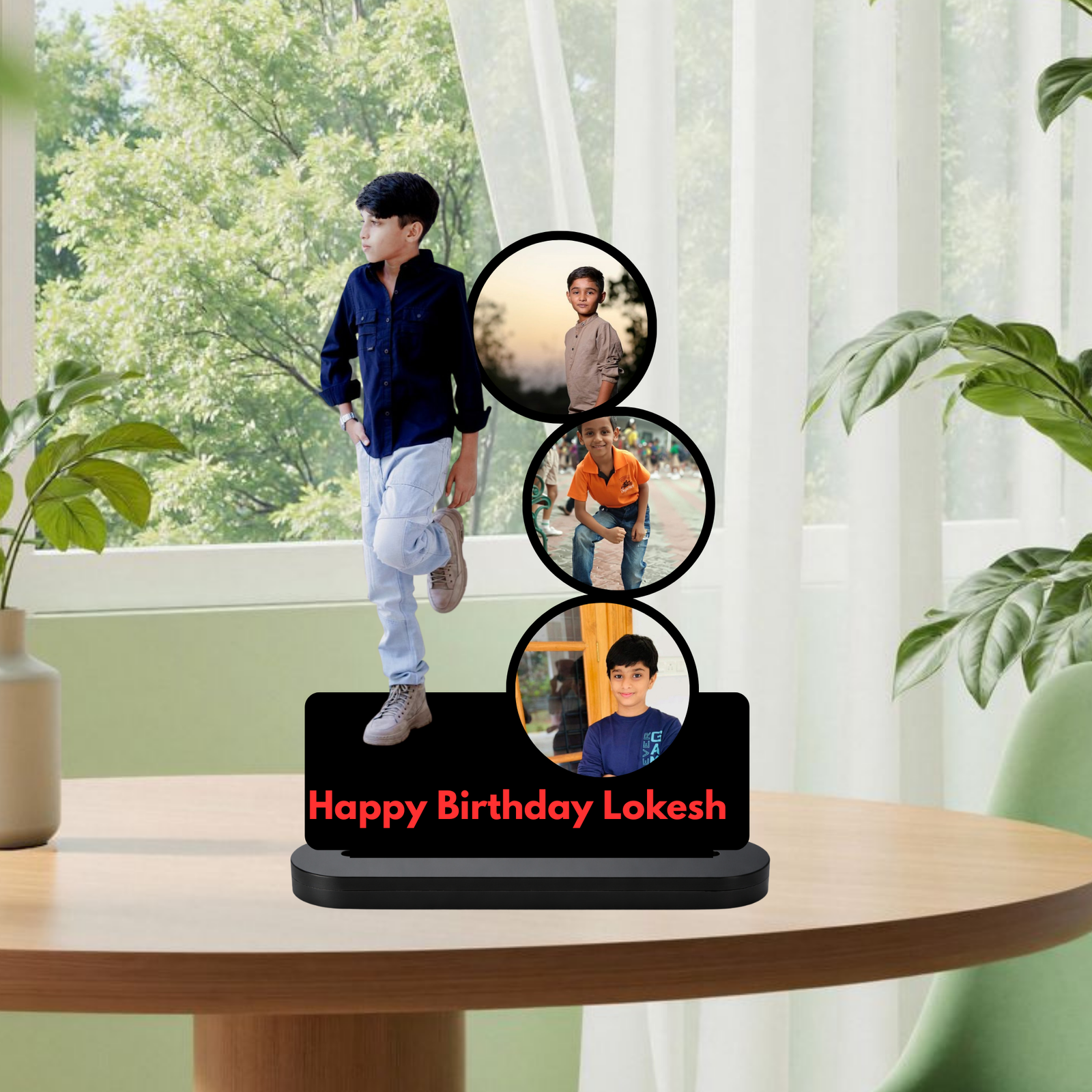 Customized Kids Birthday MDF Photo Stand with Name