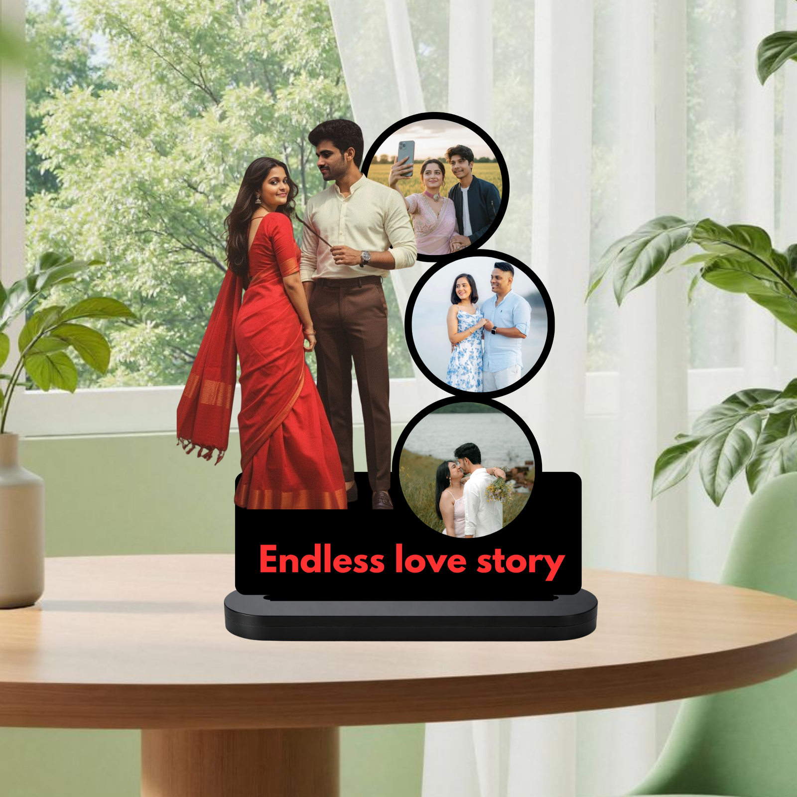 Personalized MDF Anniversary Photo Cut-Out Stand with Multiple Photos