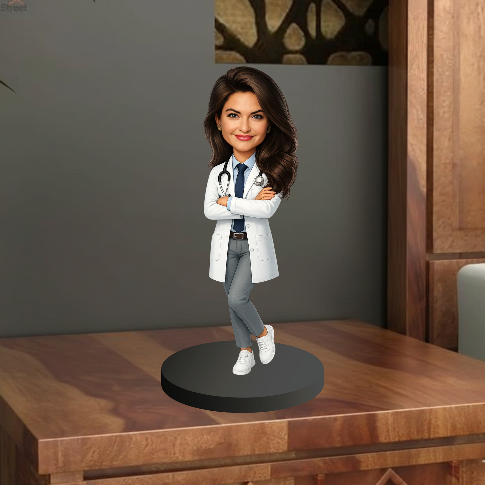 Personalized MDF docter Cartoon Photo Cut-Out with Base